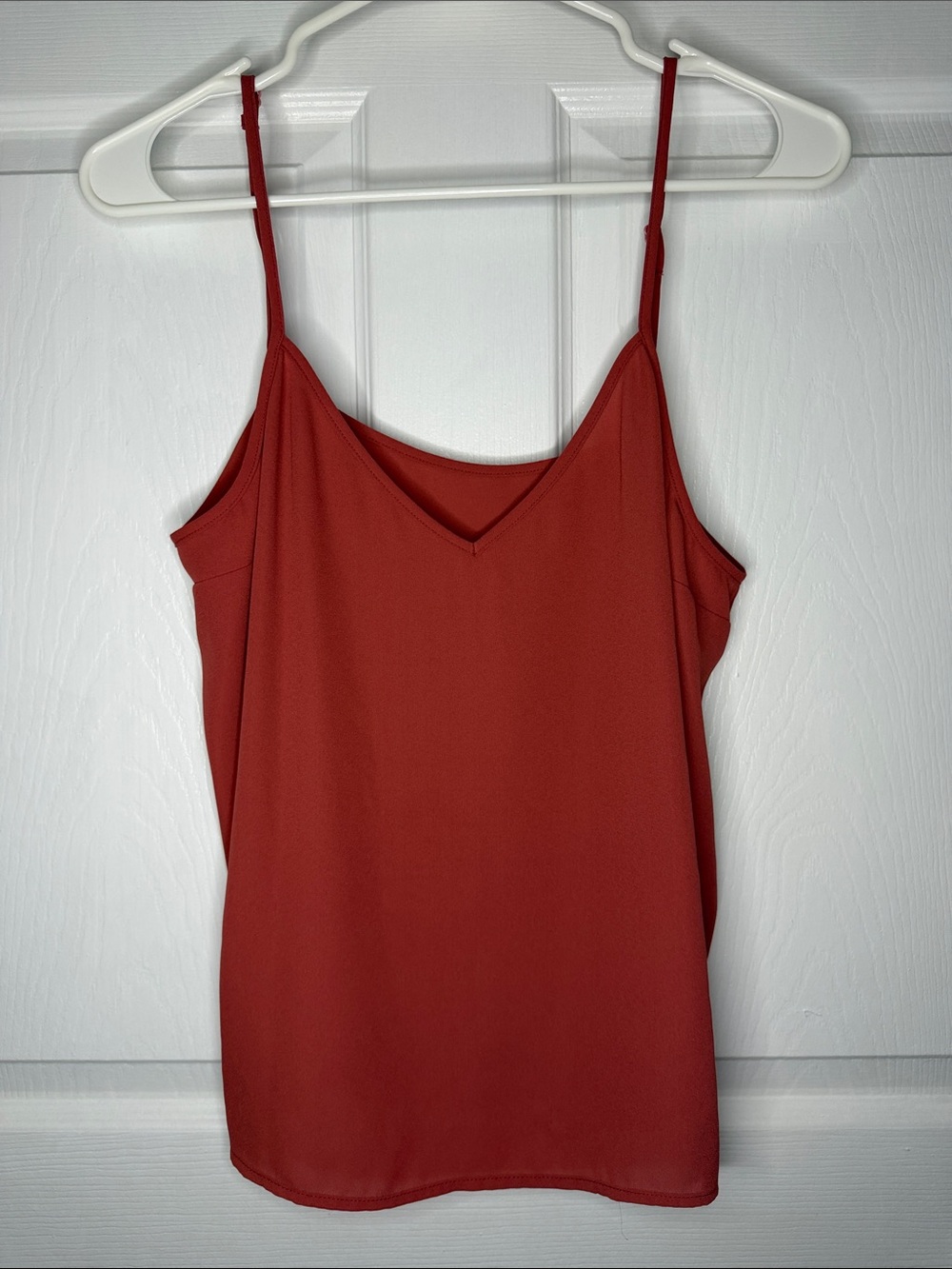 Women's Rust Red V-Neck Spaghetti Strap Tank Top